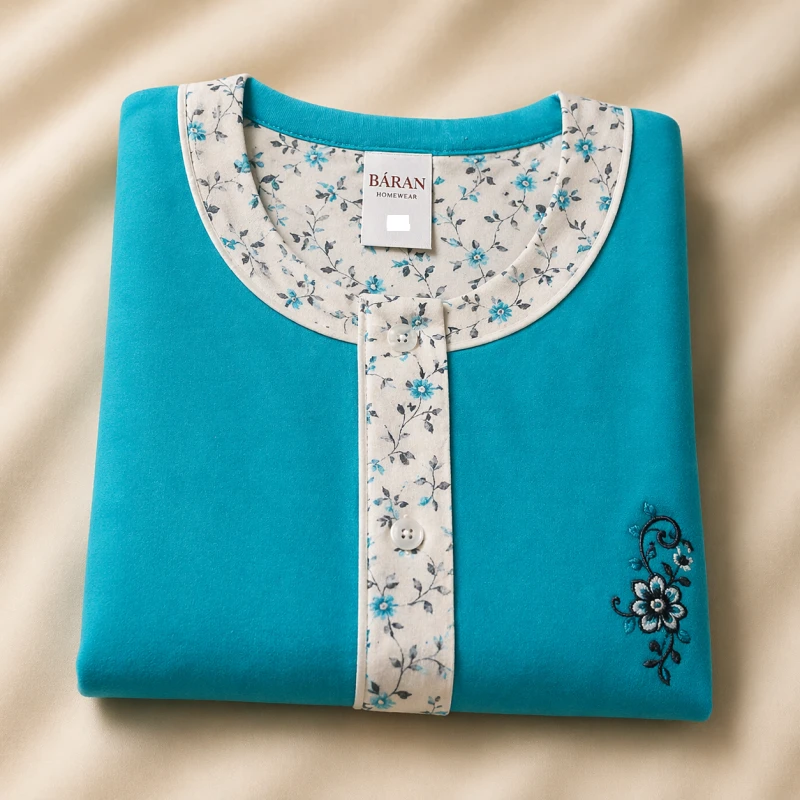 Pijama damă cu imprimeu floral și nasturi -confort zilnic Marimea XL